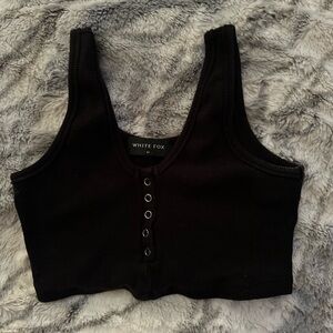 White Fox Boutique Black Sleeveless Crop Tank Top